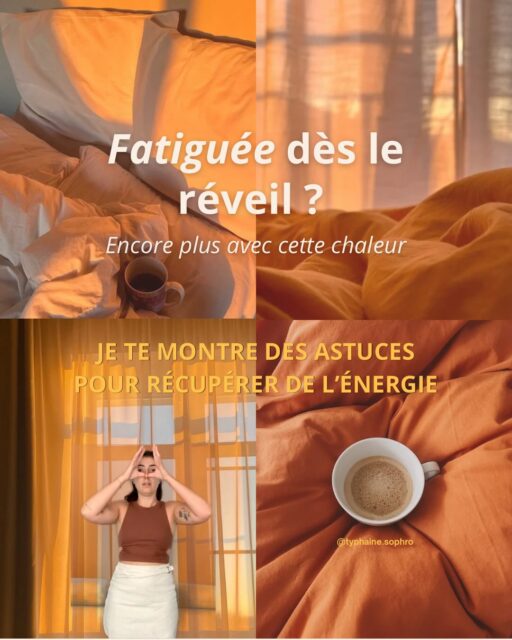 Tu dors mais tu te réveilles déjà épuisée. Avec cette canicule, c’est encore pire. 🥵
Quand tu es stressée, que tu rumines, qu’il fait trop chaud la nuit, ton sommeil devient léger. Ton corps récupère mal alors la fatigue s’installe.
La bonne nouvelle : Ton corps sait se ressourcer même en pleine journée. Tu as déjà tout en toi. Il te manque juste la méthode pour réactiver cette énergie.
Dans ce carrousel, je te montre 2 exercices simples pour évacuer la fatigue et réveiller ta vitalité.Et si tu veux te recharger en profondeur, commente SOMMEIL, je t’envoie en message un audio à écouter avant de dormir 🤍→ Envie d’aller plus loin et retrouver un sommeil réparateur durablement ? Réserve ton appel découverte gratuit (lien en bio).Exercice 1 : Evacuer la fatigue
Donne une forme ou une couleur à cette fatigue que tu sens présente en toi.
Imagine cette couleur ou forme en toi et que tu cherches à la faire sortir, à l’évacuer.
Tiens toi droite, pieds ancrés au sol, épaules abaissées.
Bouche ton nez avec tes pouces ou index.
Prend une grande inspiration par la bouche.
Bloque ta respiration et penche toi en avant.
Nez bouché, respiration bloquée, effectue une légère pression pour ressentir “la fatigue que tu veux faire sortir”.
Puis relâche tes pouces ou index en soufflant fort en imaginant évacuer cette forme/couleur de la fatigue.
Relâche ta tête et tes bras un instant vers le bas puis déroule ton dos. Reprend une respiration naturelle en appréciant les effets d’évacuer cette fatigue.
Fais 3 fois ce mouvement.Exercice 2 : Réactiver son énergie
On a tous de l’énergie en nous, seulement parfois elle est écrasée par la fatigue, les stress, les préoccupations…
Ici tu viens la réactiver, la réveiller.
Sautilles sur place de manière dynamique.
Garde le haut de ton corps détendu (laisse tes bras bouger comme ils veulent)
Garde tes jambes toniques
Et sautille en imaginant ce mouvement venir réveiller et réactiver l’énergie en toi
Sent l’énergie grandir et se décupler à chaque saut que tu fais.
Arrête-toi quand tu en sens le besoin.
Prend une grande respiration et apprécie la sensation de dynamisme dans ton corps. Ton énergie est revenue. Bonne journée !