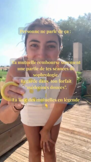 Tu t’es déjà dit « j’aimerais essayer la sophrologie mais c’est trop cher » ?
Avant de changer d’avis, contacte ta mutuelle.
De nombreuses complémentaires santé remboursent déjà une partie des séances via leur forfait médecines douces. Entre 60€ et 250€ par an selon ton contrat.Je suis persuadée que prendre soin de soi ne devrait pas être un luxe réservé à ceux qui ont le budget. Donc je te donne l’info.Quelques mutuelles qui remboursent (données 2025) : MGEN · Macif · AG2R La Mondiale · Swiss Life · Malakoff Humanis · Matmut · ADREA · Abeille Assurance · Aésio · IPECA · GAN · Radiance · MGEFI · Mutuelles du Soleil · CEGEMA · Muta Santé
Liste non exhaustive. Vérifie les conditions de ton contrat.Parfois ce qui nous retient de prendre soin de nous n’est pas ce qu’on croit.Commente MUTUELLE et je te dis comment vérifier avec la tienne en 5 minutes. 👇